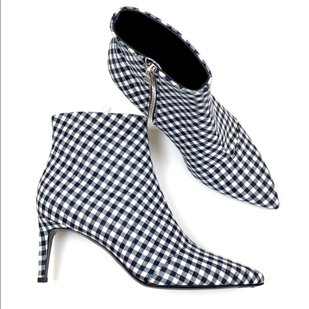 RAG & BONE Beha Gingham Navy Blue/White Booties